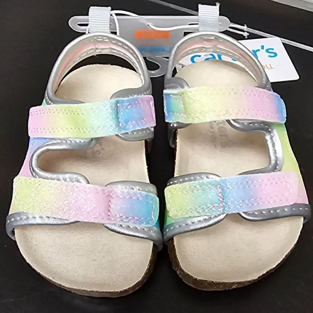 Baby Girls' Rainbow Olive First Walker Sandals | Carter's Just One You | 3